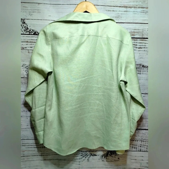 Lauren Ralph Lauren Blouse Set Green size Medium Linen Lightweight‎ Vacation - Picture 9 of 10
